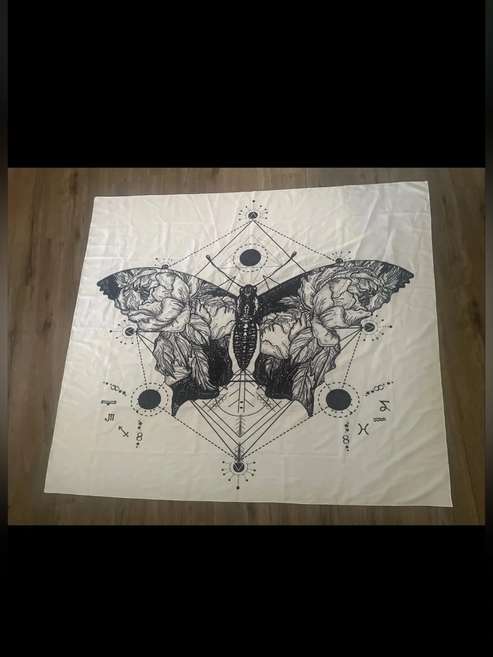 Celestial Moon Phase Floral Tapestry Bohemian Decor Bedroom 50 x 56